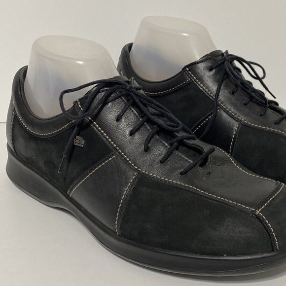 Finn Comfort Men's Black Leather Lace Up Loafer Shoes Exposed Stitching US 7.5 - Picture 4 of 14